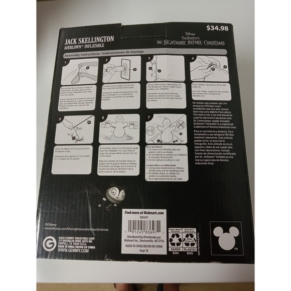 Gemmy 5.5 Disney Nightmare Before Christmas Jack Skellington Inflatable Lighted - Picture 4 of 5